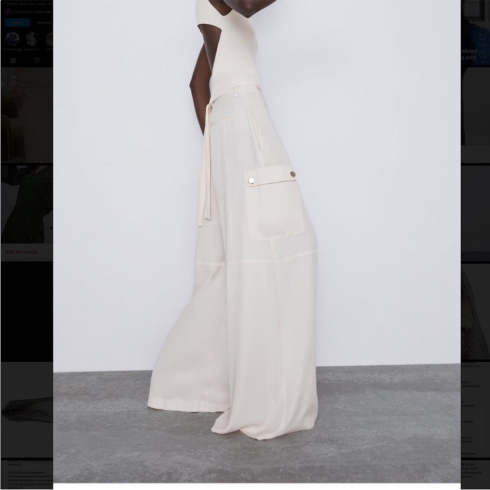 Zara High Waist Wide Leg Cargo Pants